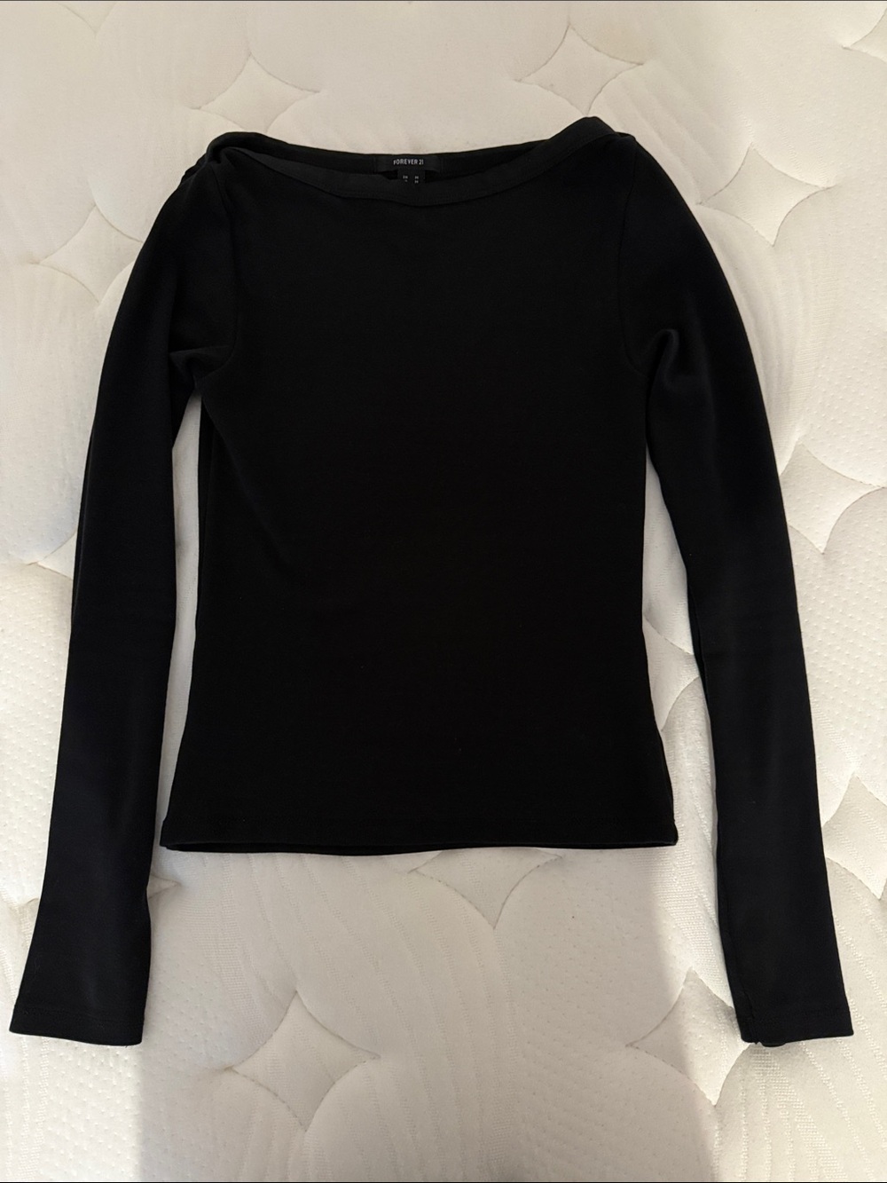 Forever 21 Black Long Sleeve Boatneck Top